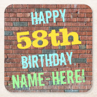 Brick Wall Graffiti Inspired 58th Birthday + Name