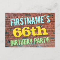 Brick Wall Graffiti Inspired 66th Birthday + Name