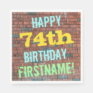 Brick Wall Graffiti Inspired 74th Birthday + Name Napkin