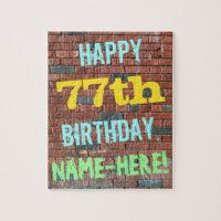 Brick Wall Graffiti Inspired 77th Birthday + Name