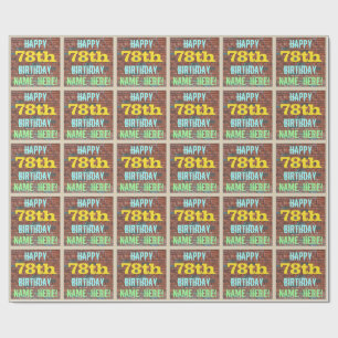 Brick Wall Graffiti Inspired 78th Birthday + Name Wrapping Paper