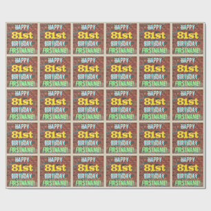 Brick Wall Graffiti Inspired 81st Birthday + Name Wrapping Paper
