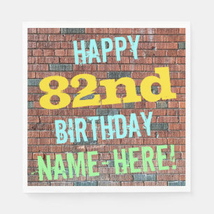 Brick Wall Graffiti Inspired 82nd Birthday + Name Napkin