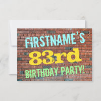 Brick Wall Graffiti Inspired 83rd Birthday + Name