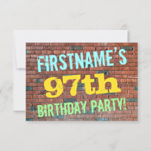 Brick Wall Graffiti Inspired 97th Birthday + Name Invitation