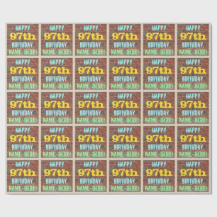 Brick Wall Graffiti Inspired 97th Birthday + Name Wrapping Paper