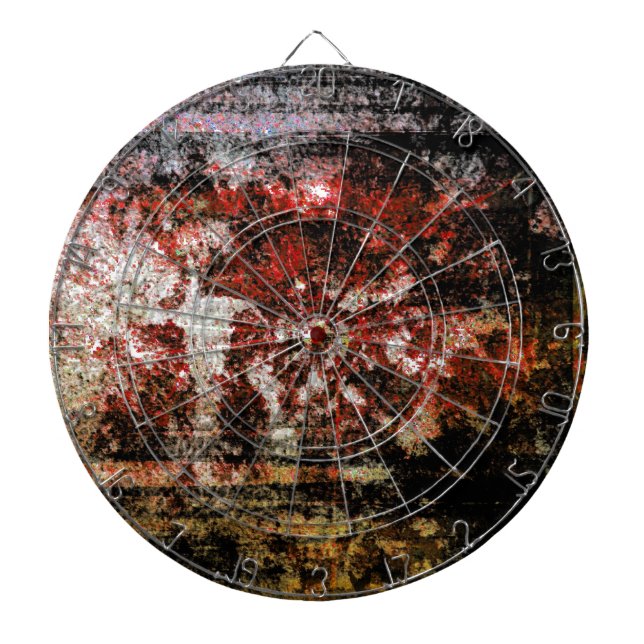 Brick wall grunge crack textures background dartboard (Front)