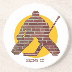 Brick Wall Hockey Goalie Coaster