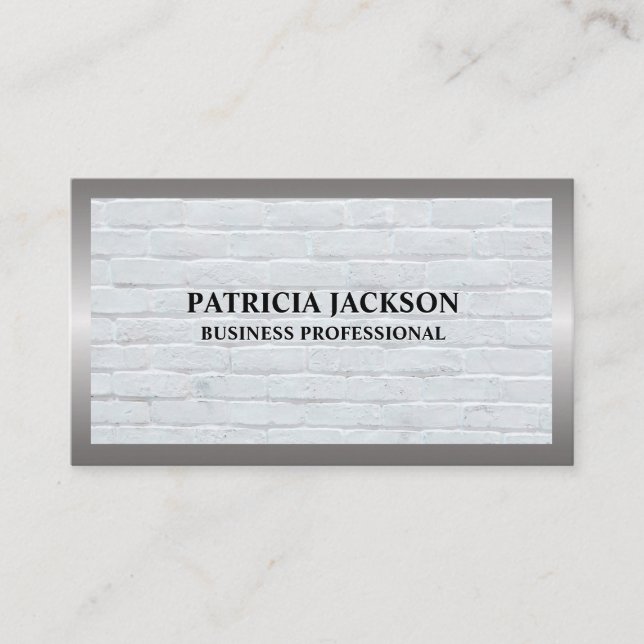 Brick Wall | Metal Border Business Card (Front)
