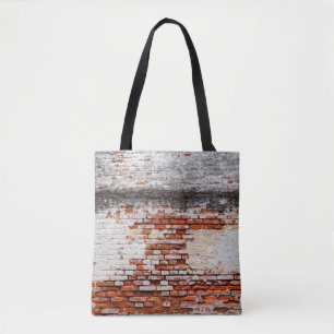  brick wall on the roadabandoned, abstract, aged,  tote bag