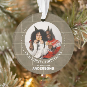 Brick Wall Our first Christmas Mr and Mrs married Ornament