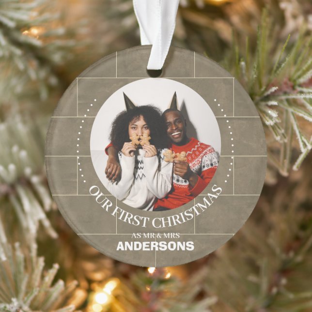Brick Wall Our first Christmas Mr and Mrs married Ornament (Tree)
