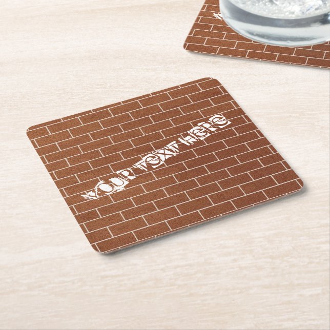 Brick Wall Paper Coaster with Custom Text (Angled)
