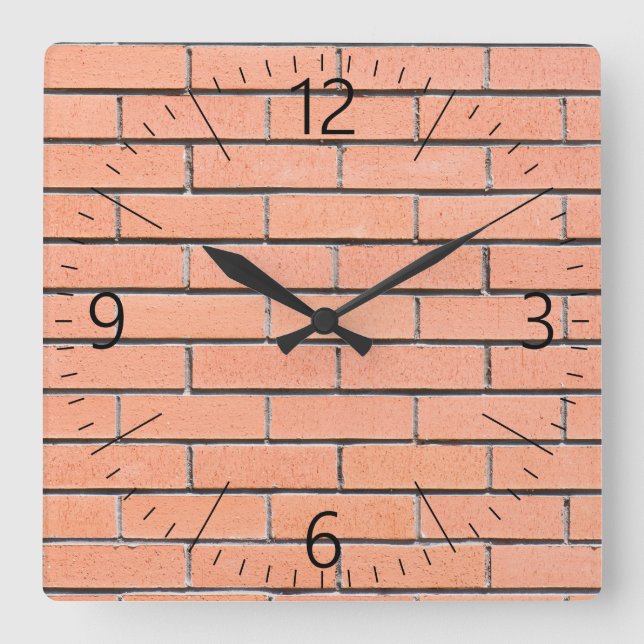 Brick wall pattern square wall clock (Front)