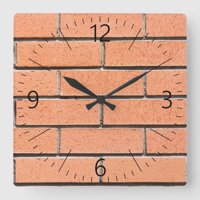 Brick wall pattern square wall clock (Front)