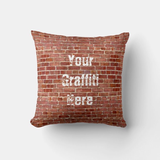 Brick Wall Personalised Add Your Graffiti pillow (Front)