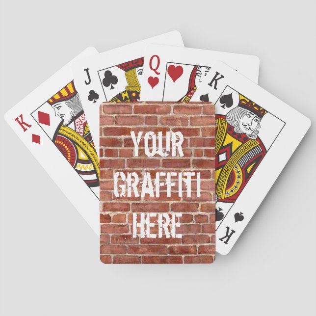 Brick Wall Personalized Graffiti Playing Cards (Back)
