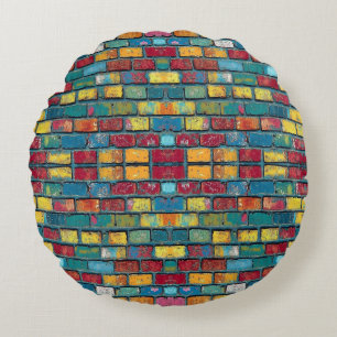Brick wall round cushion