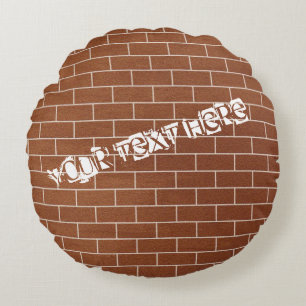 Brick Wall Round Pillow with Custom Text