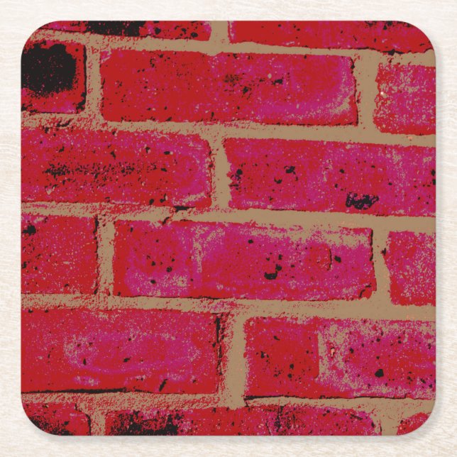 Brick Wall Square Paper Coaster (Front)