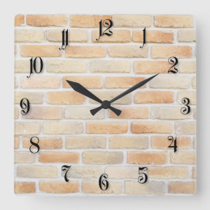 Brick wall square wall clock