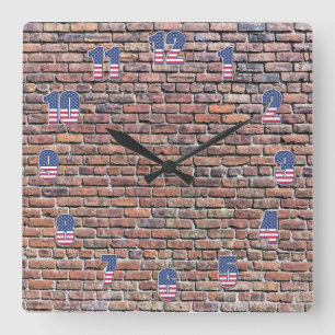 Brick Wall Square Wall Clock