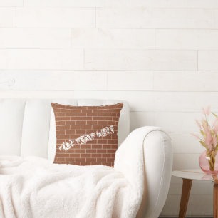 Brick Wall Throw Pillow with Custom Text