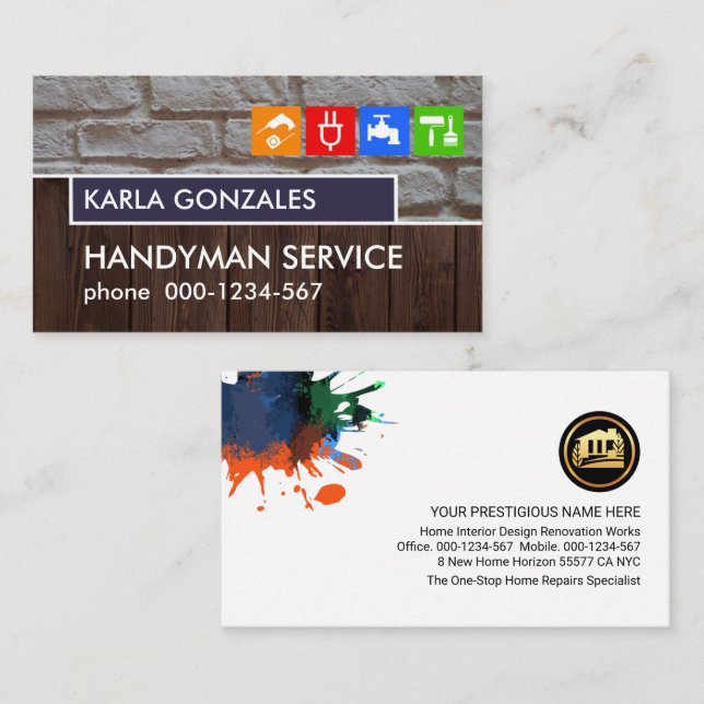 Brick Wall Timber Panel Builder Business Card (Front/Back)
