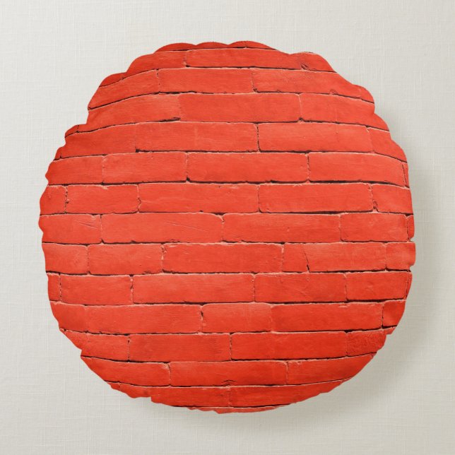 Brick wall wall red bricks round cushion (Front)