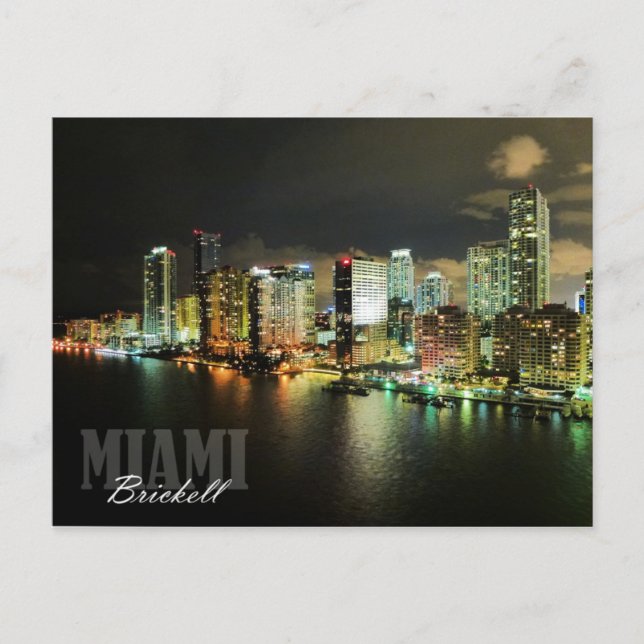 Brickell skyline at night in Miami, Florida Postcard (Front)