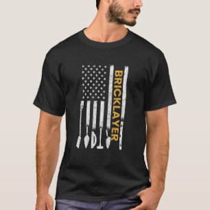 Bricklayer American Flag Brickmason Brick Masonry T-Shirt