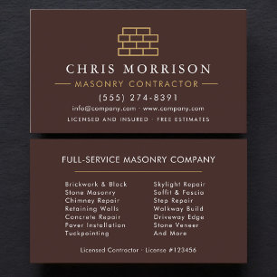 Bricklayer Brick Masonry Construction Business Card