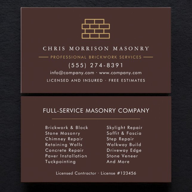 Bricklayer Brick Masonry Construction Company Business Card (Creator Uploaded)