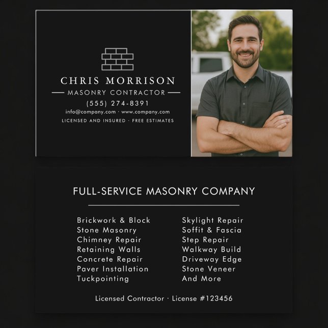 Bricklayer Brick Masonry Photo Construction Business Card (Creator Uploaded)