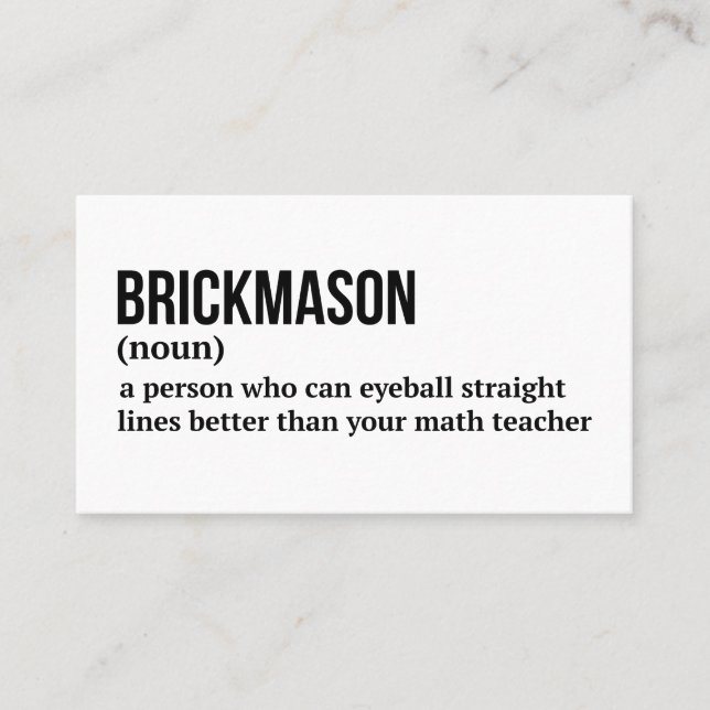Bricklayer Funny Definition Card (Front)