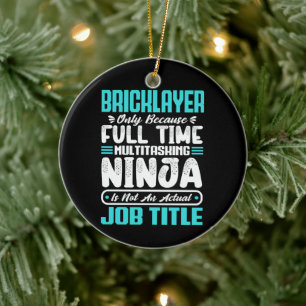 Bricklayer Job Title Profession Funny Builder Ceramic Tree Decoration