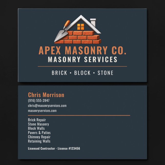 Bricklayer Masonry Professional Services Business Card (Creator Uploaded)