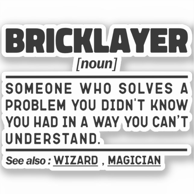 Bricklayer Noun Construction Worker Cool Sarcastic (Front)