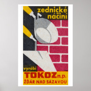 Bricklaying Construction - Matchbox Print - Czech