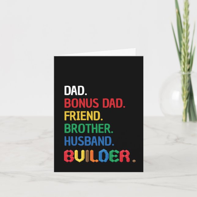 BrickMaster Block, Dad Bonus Dad, Stepdad Birthday Holiday Card (Front)