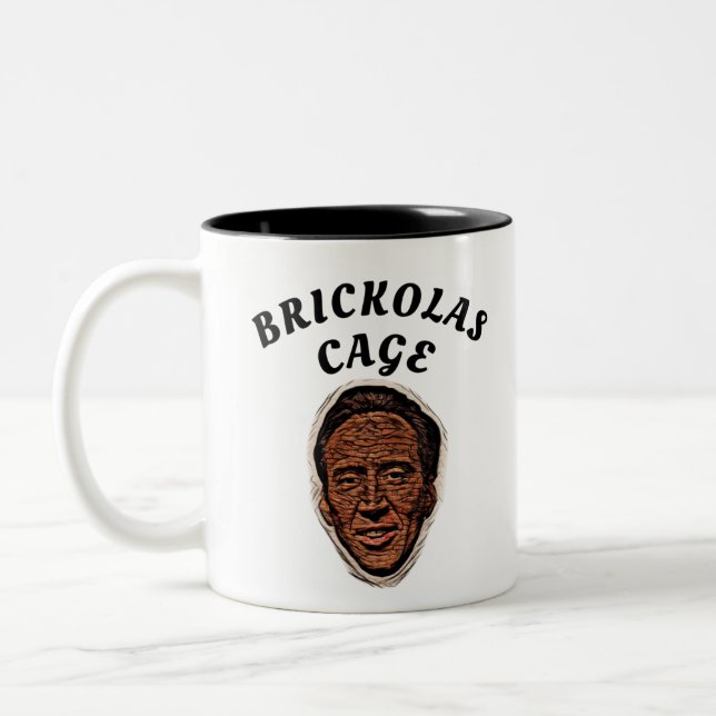 Brickolas Cage - Nick Cage Funny Design Two-Tone Coffee Mug (Left)