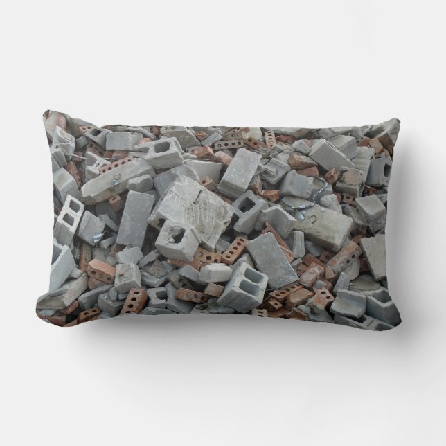 Bricks & Blocks Demolition Rubble Debris Lumbar Cushion (Front)