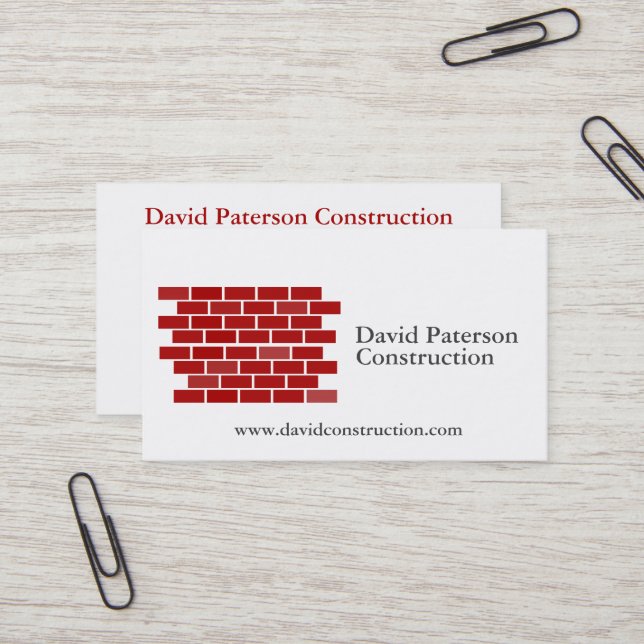 Bricks Wall Construction Carpenter Contractor logo Business Card (Front/Back In Situ)