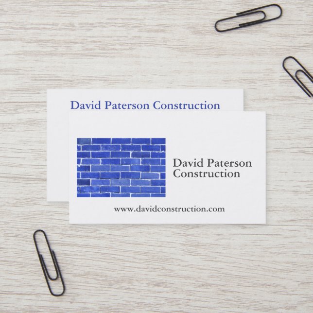 Bricks Wall Construction Carpenter Contractor logo Business Card (Front/Back In Situ)