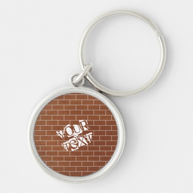 Bricks Wall Keychain - Your Text - Name (Front)