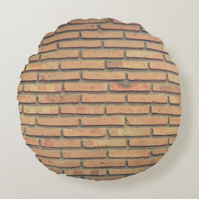 Bricks wall red bricks brick wall round cushion (Front)