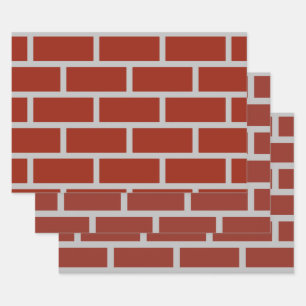 Bricks Wrapping Paper (Brick Red & Grey)