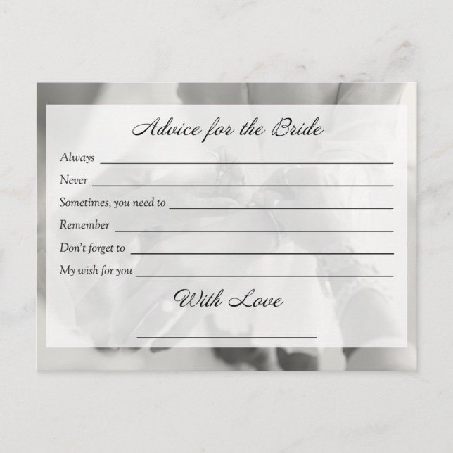 Bridal Advice Card (Front)