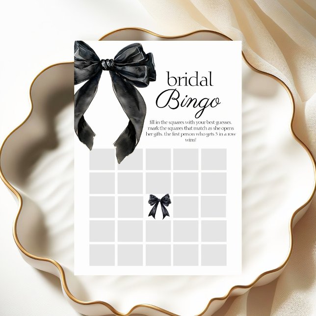 Bridal Bingo Black bow Bridal Shower game card (Creator Uploaded)