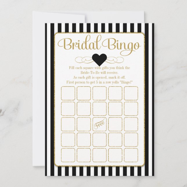 Bridal Bingo Black Gold Bridal Shower Game Cards (Front)
